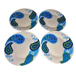 Retired Royal Norfolk Blue Paisley Set of 4 Salad Plates 8"